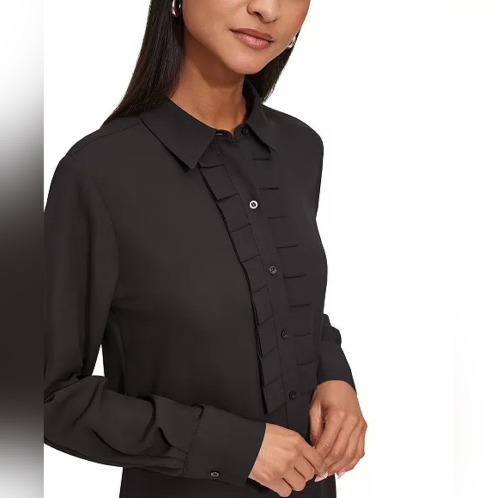 Karl Lagerfeld Ruffle Front Blouse - Picture 2 of 8